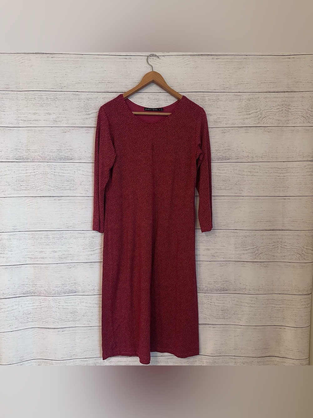 Gudrun Sjoden Long Sleeve Red Dot Pattern Long Midi Dress.
